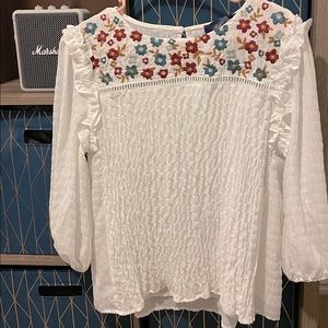 Floral embroidered boho top